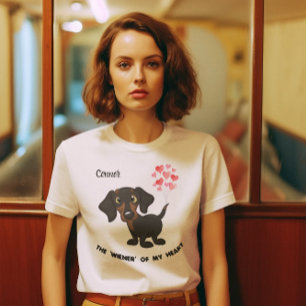 Camiseta Namorados personalizados Nome do cão de linguiça D