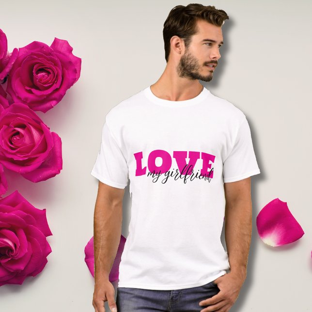 Camiseta Namorados rosa-quente White LOVE (Criador carregado)