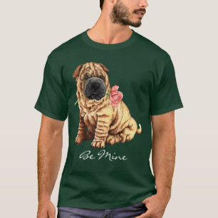Camiseta Namorados Shar-Pei cor-de-rosa