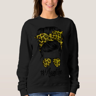 Camiseta Nan Life Messy Hair Bun Leopard Dia de as mães
