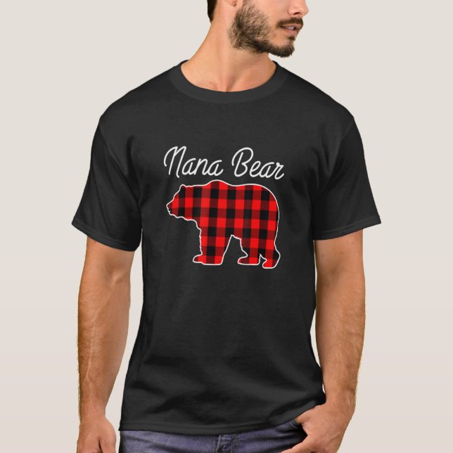 Camiseta Nana Bear Buffalo Xadrez Avó vovó vovó L (Frente)