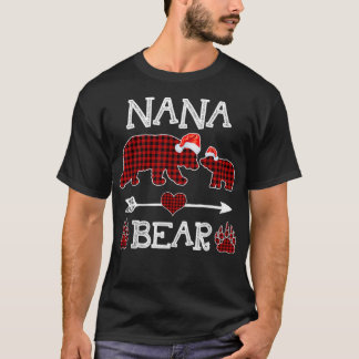 Camiseta Nana Bear Christmas Pajama Red Xadrez Buffalo Fami