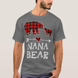 Camiseta Nana Bear Christmas Pajama Red Xadrez Buffalo Fami