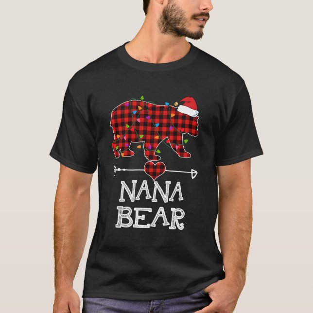 Camiseta Nana Bear Pajama Red Xadrez Buffalo - Presente Par (Frente)