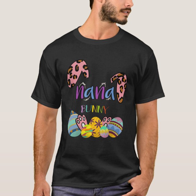 Camiseta Nana Bunny Leopard Rabbit Mommy Grandma Easter Mot (Frente)