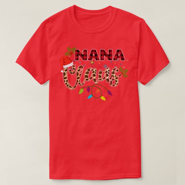 Camiseta Nana Claus Avó Papais noeis Buffalo Xadrez Leopard (Frente do Design)