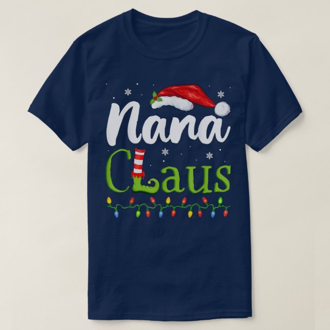 Camiseta Nana Claus Engraçado Vovó Papais noeis Pijamas Nat (Frente do Design)