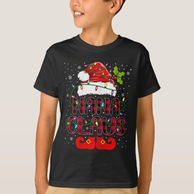 Camiseta Nana Claus Felry Natal Buffalo Xadrez Santa Hat (Frente)