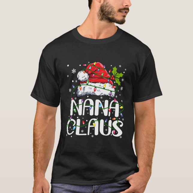 Camiseta Nana Claus Luz Família Pajama (Frente)
