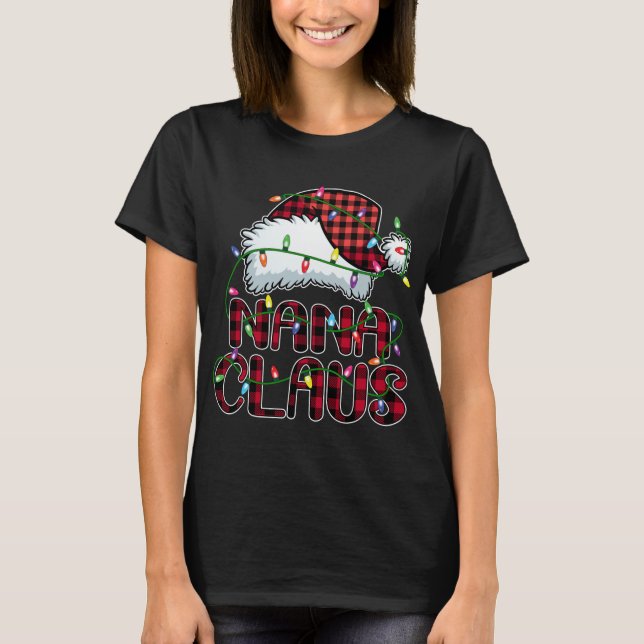 Camiseta Nana Claus Natal Luz Festa da Família Pajama (Frente)