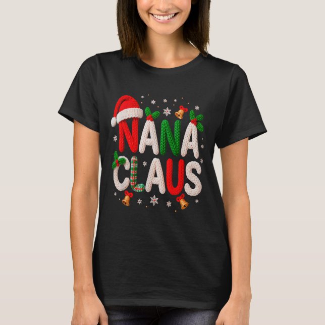 Camiseta Nana Claus Santa Claus Crochet &amp; Knitting Love (Frente)