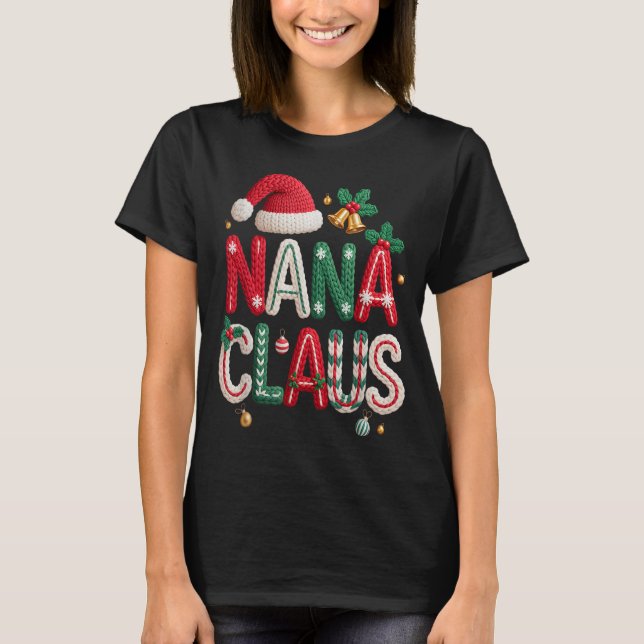 Camiseta Nana Claus Santa Claus Grandma Family Matching Chr (Frente)