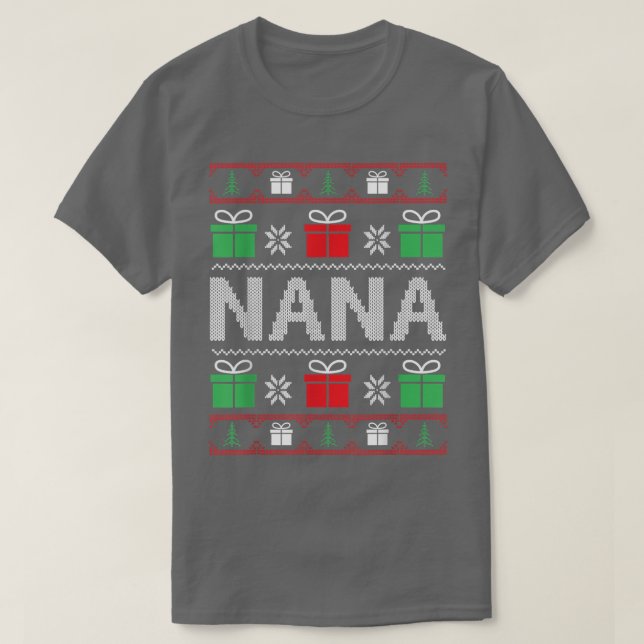 Camiseta Nana Claus Ugly Christmas Sweater (Frente do Design)