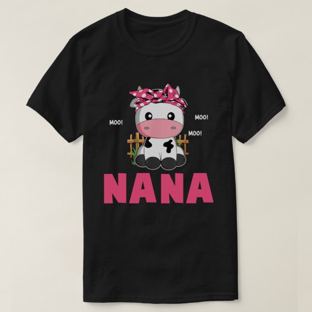 Camiseta Nana Cow Cute Farmer Covarinho Cozinhado Matando F (Frente do Design)
