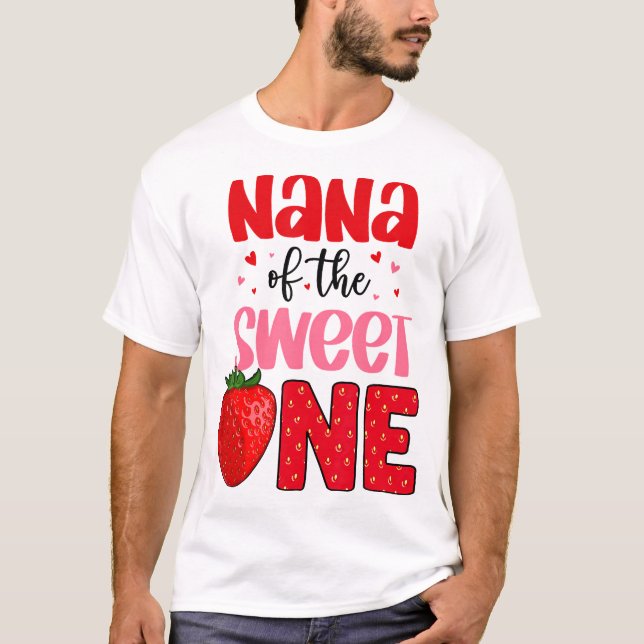 Camiseta Nana Da Família De Aniversário De Morango Doce P (Frente)