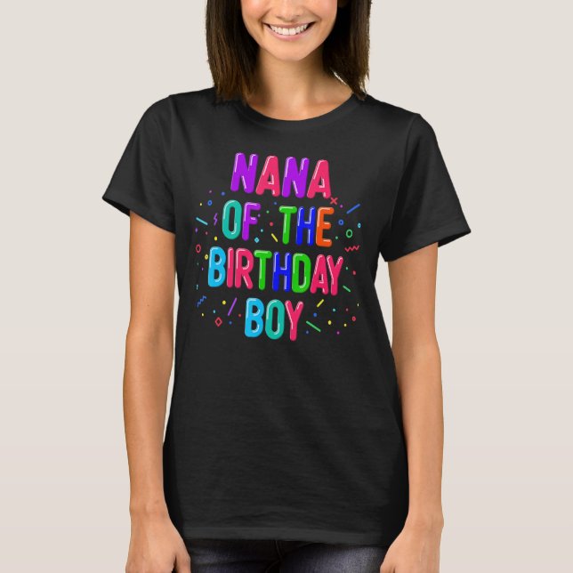 Camiseta Nana da Família do Balão do Aniversário que Combin (Frente)