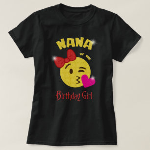 Camiseta Nana da festa de aniversário de Emoji da menina d