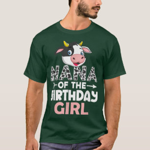 Camiseta Nana da Garota de Aniversário Vaca Fazenda Nana