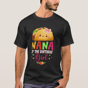 Camiseta Nana Da Menina Do Aniversário Laço Rosa Taco Famíl