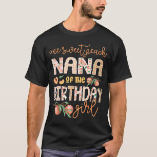 Camiseta Nana da Menina do Aniversário Um Doce Pêssego 1º