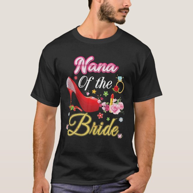 Camiseta Nana Da Noiva Feliz Casamento Flor Calçado Rosa M (Frente)