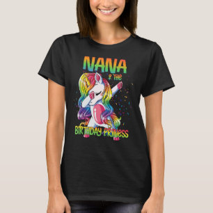 Camiseta Nana Da Princesa Aniversário Dabbing Unicorn Girl