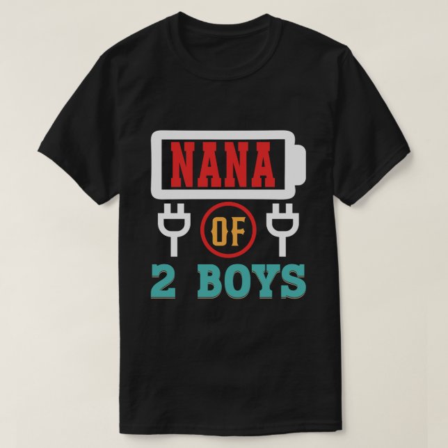 Camiseta NANA De 2 Boys Battery Dia de os pais (Frente do Design)