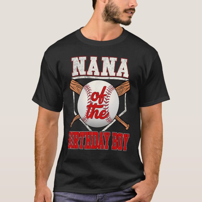 Camiseta Nana do Beisebol da Família Birthday Boy (Frente)