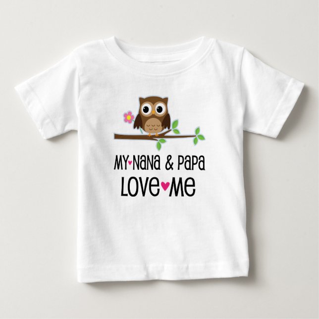 Camiseta Nana e Papai Me Amam, Baby Owl (Frente)