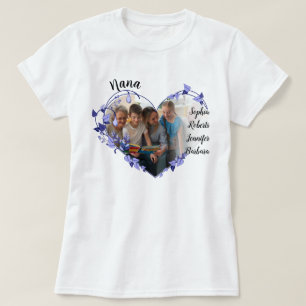 Camiseta Nana floresce com Netos Nomes e Fotografia T