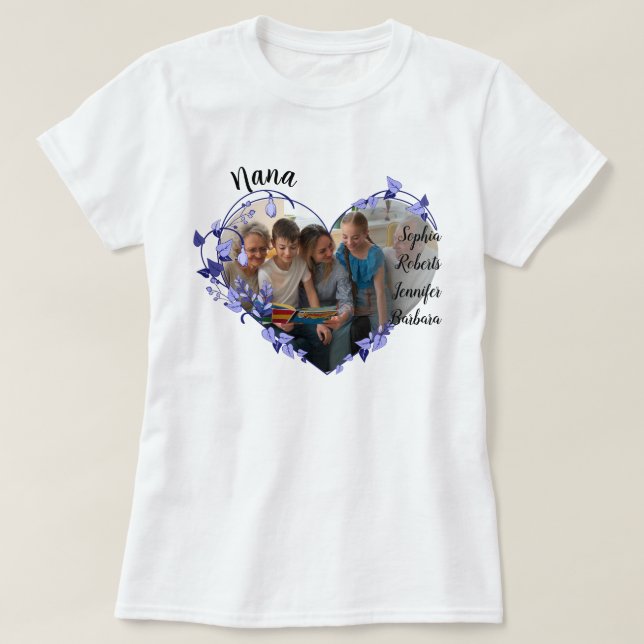 Camiseta Nana floresce com Netos Nomes e Fotografia T (Frente do Design)