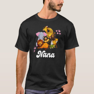Camiseta Nana Grandma Cute Zoo Animal Lion Giraffe Elephan