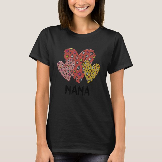 Camiseta Nana Hearts Leopard Plaid Vlentines Day Boys Girls (Frente)
