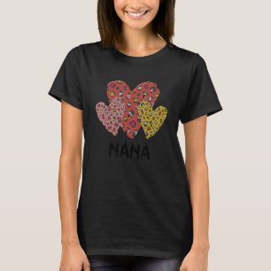 Camiseta Nana Hearts Leopard Xadrez Vlentines Day Meninas