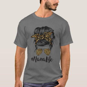 Camiseta Nana Life Hair Bandana Glasses Leopard Print Mothe