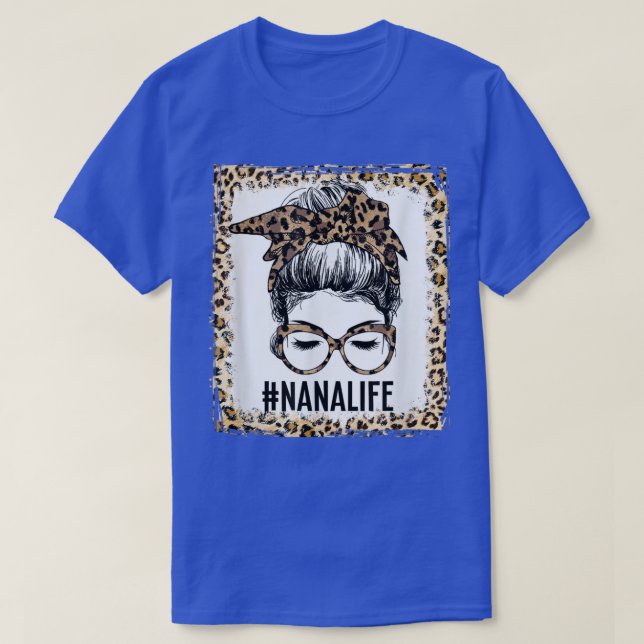 Camiseta Nana Life Messaging Bun Leopard Natal Mot (Frente do Design)