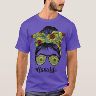 Camiseta Nana Life Messenger Hair Bun Sunflower Mães D