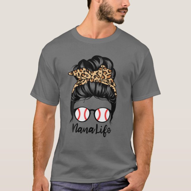 Camiseta Nana Life Messy Bun Hair Jogador De Beisebol Engra (Frente)