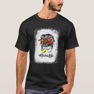 Camiseta Nana Life Messy Bun Hair Softball Mãe"