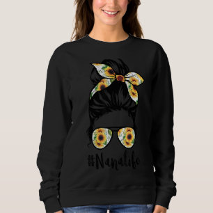 Camiseta Nana Life Messy Hair Bun Sunflower Madre