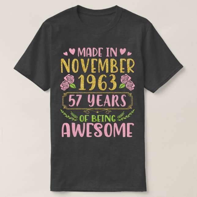 Camiseta Nana Mãe Tia Irmã Filha Feita Em Novembro De 1966 (Frente do Design)