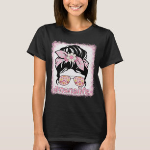 Camiseta Nana Messy Bun Bleaches Groovy Hippie Flower Mothe