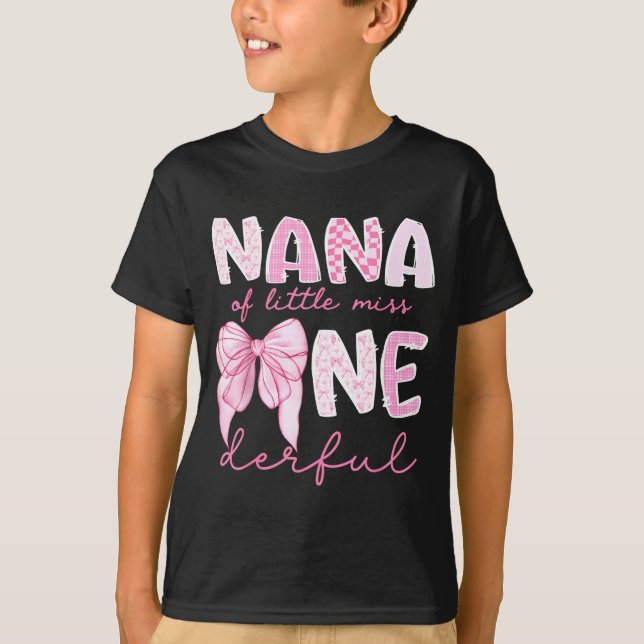 Camiseta Nana Of Little Miss Onederful First Birthday Girl  (Frente)