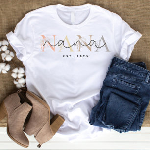 Camiseta Nana Personalizada Avó Elegância Floral