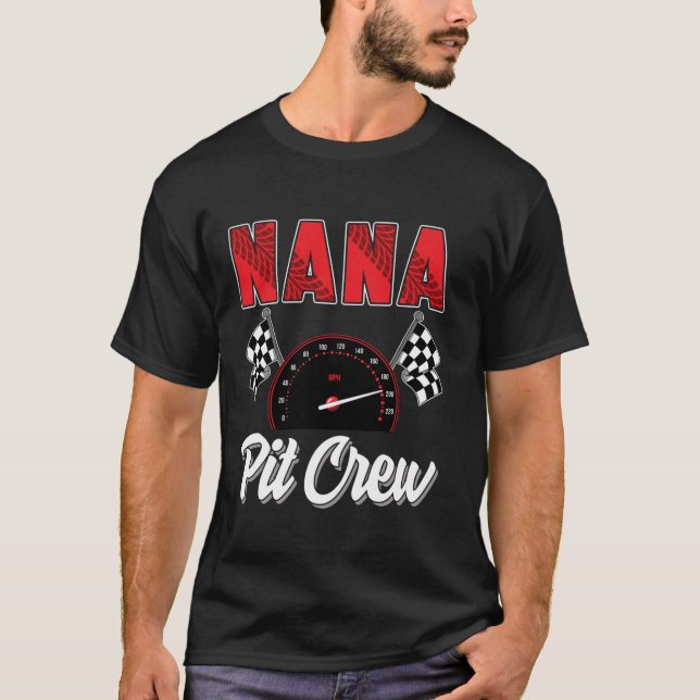 Camiseta Nana Pit Crew Race Car Festa de aniversário Famil (Frente)