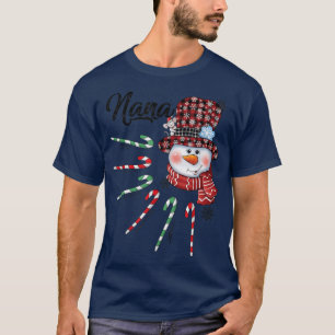 Camiseta Nana Snowman Candy Cane Red Xadrez HatNatal Gif