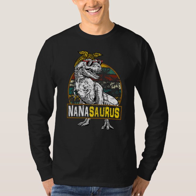 Camiseta Nanassauro Leopard Rex Dinossaur Nana Saurus Mãe (Frente)