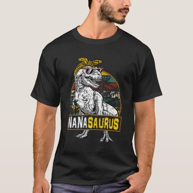 Camiseta Nanassauro Leopard Rex Dinossaur Nana Saurus Mãe (Frente)