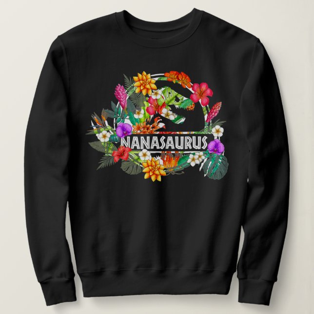 Camiseta Nanassaurus Avó Dinossauro T Rex Flor Mãe (Frente do Design)
