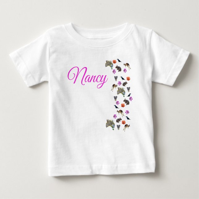 Camiseta Nancy, Nome,  Com Vida Selvagem Australiana,  (Frente)